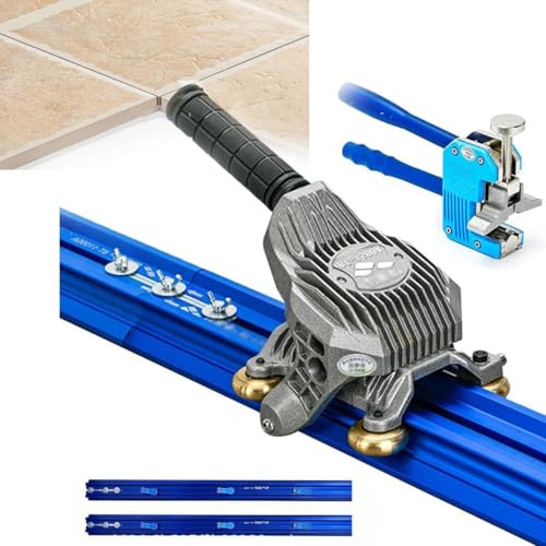 JOSBY 2.2/2.3/3/3.8m Manual Tile Cutter, Large Format Tile Cutting Machine with Build-in Suction Cups, Precise Ceramic Tile Cutter with Splicable Guide Rails, Tiling Laying Tools, for Rock Slab