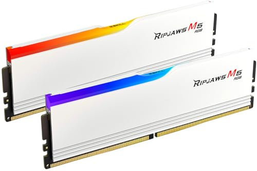 G.SKILL Ripjaws M5 RGB Series (Intel XMP 3.0) DDR5 RAM 32GB (2x16GB) 6000MT/s CL36-48-48-96 1.25V Desktop Computer Memory UDIMM - Matte White (F5-6000J3648D16GX2-RM5RW)