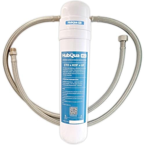 HubQua K5.1 - Filtre à Eau Anticalcaire Compact Certifié NSF avec UltraFiltration 0,01 Microns pour Installation Sous Évier - 6 Mois d'Utilisation, Cartouche 3-en-1, Filtration Maximale et Économies