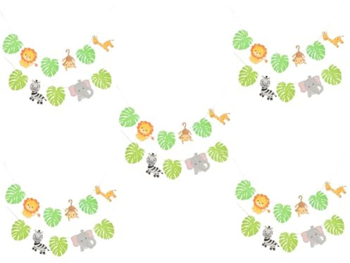 COLLBATH 5sätze Tier Design Geburtstag Banner Von Papierdekorationen Für Kindergeburtstagsfeiern Für Tier-themenpartys Und Mädchengeburtstage