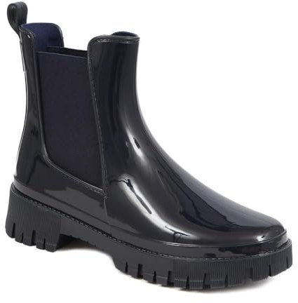 Pavers Women's Ankle Wellington Boots in Navy - Stylish Casual Wellies with Elastic Vent - Comfortable Fit Ladies Footwear - Size UK 5 / EU 38