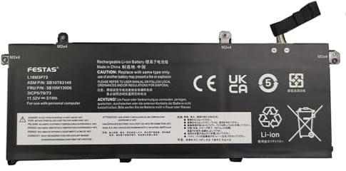 FESTAS L18M3P73 L18M3P74 Laptop Ersatz Akku für Lenovo ThinkPad T490 T495 P43s P14s T14 Gen 1 Gen 2 Series L18C3P71 L18C3P72 L18L3P73 02DL007 SB10T83149 5B10W13906(11.52V 51Wh)