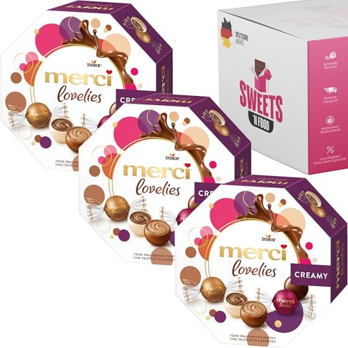 Merci Lovelies Schokolade - Perfekt als Geschenkset für Weihnachten, Ostern, Muttertag, oder Dankeschön - Feine Pralinen in verschiedenen Sorten (3 Stück, Merci Lovlies Creamy)