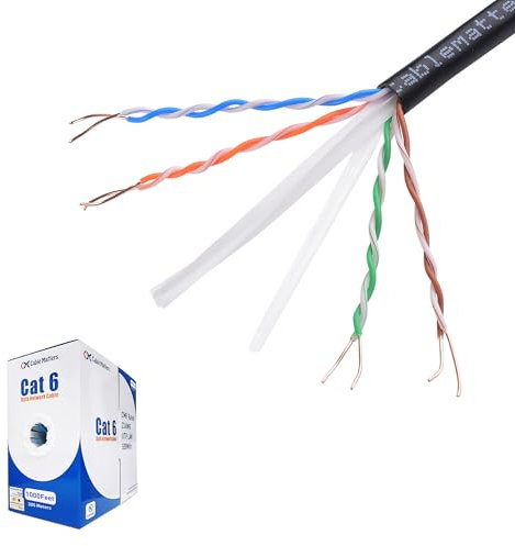 Cable Matters [UL Listed] 10Gbps in-Wall Riser Rated (CMR) 23AWG Bare Copper Cat6 Ethernet Cable - 1000ft, Cat 6 Ethernet Cable Spool, Cat 6 Cord Bulk, Black