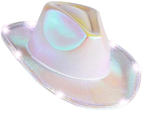 Générique LED Cowboyhut | Leuchtender und blinkender Cowboyhut mit breiter Krempe | Cowboyhut Leuchtend bunt für Halloween Party Kostüm Zubehör