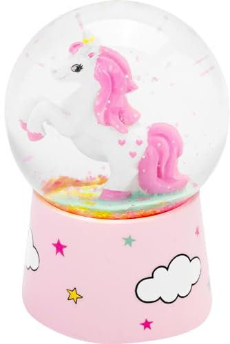 Gruss & CO Traumkugel Motiv Einhorn | Kugel zum Schütteln, aus bruchsicherem Acryl, Figur als Polyresin, Höhe 6,5 cm | Geschenk für Kinder, Jungen, Mädchen, Geburtstag | 74110