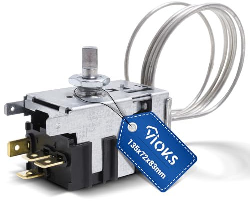 VIOKS Kühlschrank Thermostat mit 800mm Kapillarrohr 3x6,3 mm AMP Ersatz für Gorenje 596279 Danfoss Thermostat 077B6738 - Thermоstat Kühlschrank für Gorenje Kühlschrank