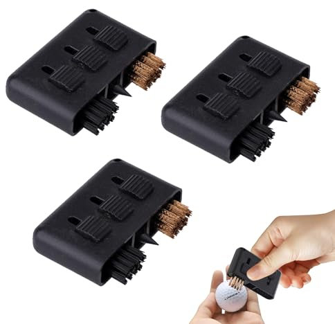 3Pcs Golf Club Brush 3 in 1 Golf Ball Cleaner Golf Groove Cleaner Portable Golf Accessories Black Golf Brush Retractable Golf Club Cleaning Kit 3 Hole Copper Brush Golf Accessories for Men