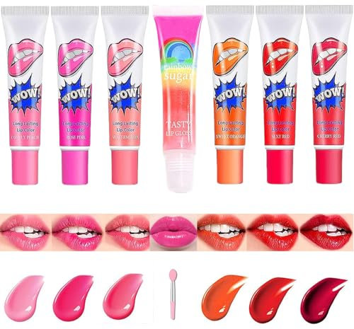 Lip Stain Peel Off, 7 PCS Magic Color Lip Gloss, Colorful Glossy Peel Off Lip Stain, Lip Stick for Women, Moisturising Lipstick, Peel Off Lip Liner, 6 Colors Lipstain Makeup Gifts For Girls