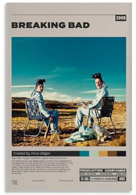Hotoice Filmposter Breaking Bad, Retro-Cover-Poster für Zimmer, ästhetische Leinwand, Wandkunst, Schlafzimmerdekoration, 30 x 45 cm