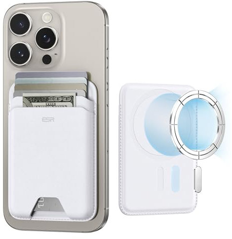 ESR for MagSafe Wallet, 5-Card Holder, Magnetic Wallet for iPhone, RFID Blocking, with 3,200 g Magnetic Strength, Vegan Leather, Ultra-Slim for iPhone 16/15/14/13/12 Series, Not 13/12 Mini, White