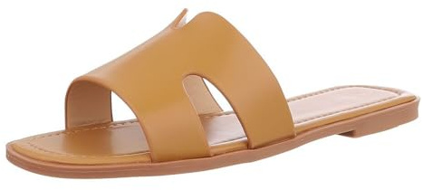 Ital Design Damenschuhe Sandalen & Sandaletten Pantoletten, DM458-, Kunstleder, Camel, Gr. 39