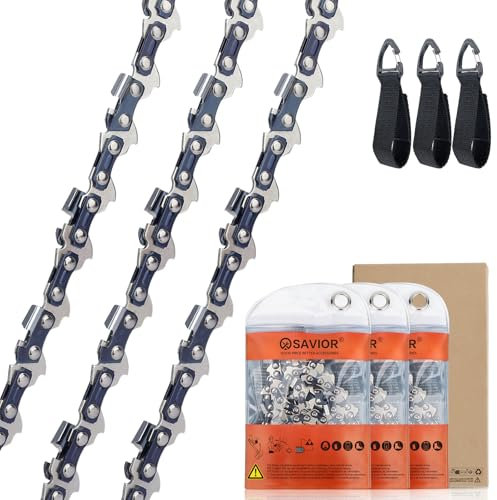 Set di 3 catene per motosega a basso rimbalzo 3/8 LP 44 maglie 1,3 mm 30 cm compatibili per Stihl MS180 MS180C MS201T MS230