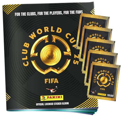 Bundle mit Panini Fifa Club World Cup 2025 Sticker - WM Sammelsticker - 1 Album + 5 Tüten + Exklusive Geburtstagskarte