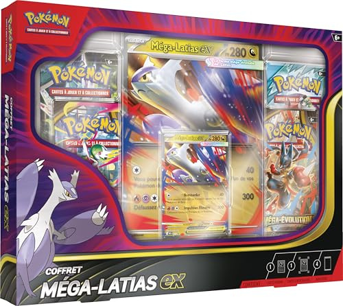 Pokémon : Mega-Latias-ex Set (1 glänzende Promokarte, 1 große linsenförmige Karte und 4 Booster) aus dem TCG Pokémon