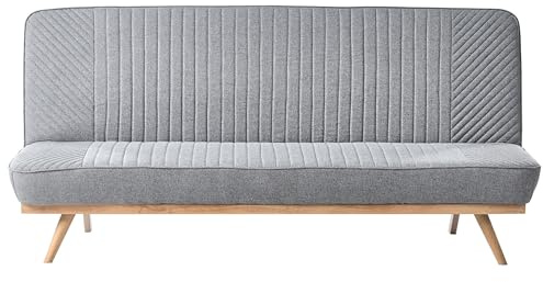 2-Sitzer Schlafsofa Stoff grau gesteppt hohe Metallbeine Skandi Kalfafel