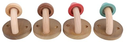 Zunate Wooden Mushroom Coat Hooks, 4pcs of Pack, Wall Mounted Towel Hanger, Solid Wood, Colorful, Interesting Household Gadgets, for Bedroom Kitchen Bathroom (Screw)