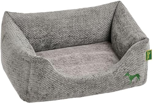HUNTER Orthopädisches/Ergonomisches Hundesofa Bielefeld, Hundebett mit Memoryschaum, entlastet Gelenke & Rücken, waschbarer Bezug, rutschhemmend, kuscheliges Innenkissen, Farbe: grau, Größe: S