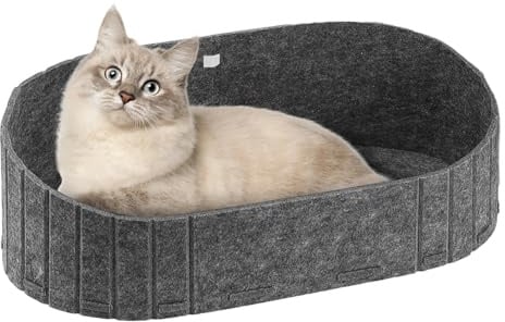 LUPATDY Katzenbett, Filz Katzenkorb Indoor, Großes Katzensofa 60 x33.5 cm, Hundebett aus Filz, Kuschelbett Quadratisches Katzenbett für Kleinen Hunde, Katze, Hasen (Grau)