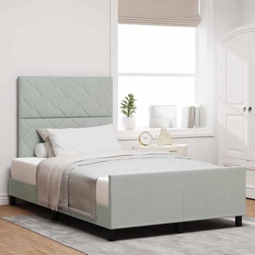 Tonture Boxspringbett mit Kopfteil Hellgrau 120x200 cm, Samtbezug, Massivholz Kiefer Rahmen, verstellbar, modernes Schlafzimmermöbel, Elegantes Design für 2 Personen