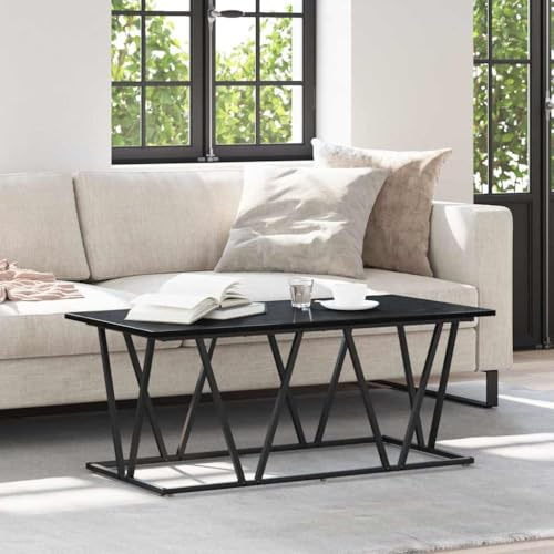 Goyphonic Couchtisch Schwarz Eichen-Optik, 100x50x40 cm, Moderner Wohnzimmertisch für Drinks, Magazine & Deko, Robuster Beistelltisch aus Holzwerkstoff & Stahl, Rechteckiger Coffee Table