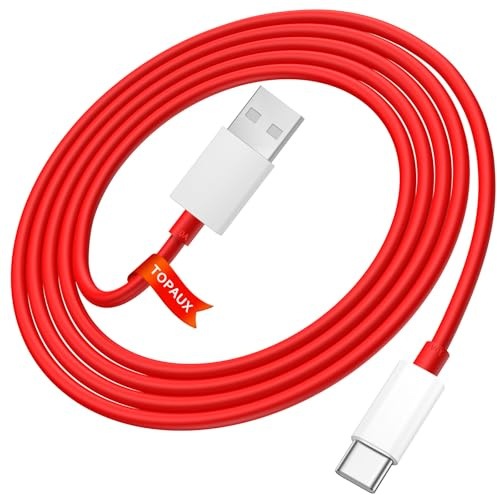 TOPAUX 120W 10A 2M pour SUPER-VOOC,Câble USB C de Charge Rapide | pour OnePlus 15 15R,13R,13,12,12R,11 5G,10 Pro,120 Watt 100W 80W Cable USB-A vers Type C Chargeur pour Nord 4