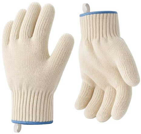 Cystsoo Heat Resistant Oven Gloves with Fingers for BBQ and Baking-1 Pair | Integrated Hanging Loop,Premium Flame-Retardant Cotton Fabric,Exceptional Grip & Flexible Dexterity,Machine Washable