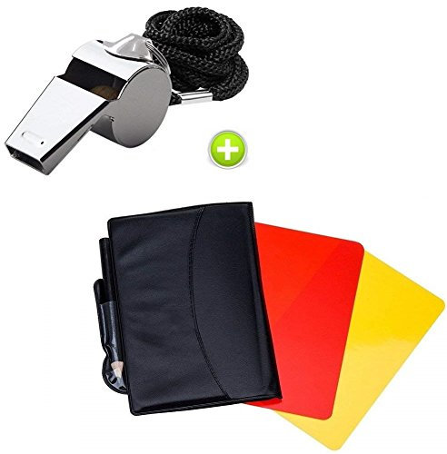 Giveet 1PC Metal Whistle with Sports Referee Card Set, Red Yellow Card and Stainless Steel Metal Coach Whistle for Football Basketball Soccer Hockey School