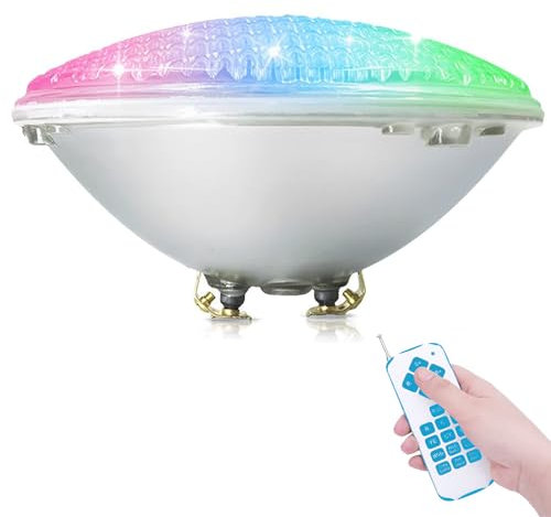 COOLWEST RGBW PAR56 Lampe de Piscine Lumière LED 36W 12V DC/AC, contrôle par télécommande, Etanche IP68 Éclairage sous-marin