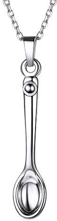 SILVERCUTE Spoon Pendant & Rolo Chain Necklace, 925 Sterling Silver Cute Tableware Jewelry Necklace, SCP6304B