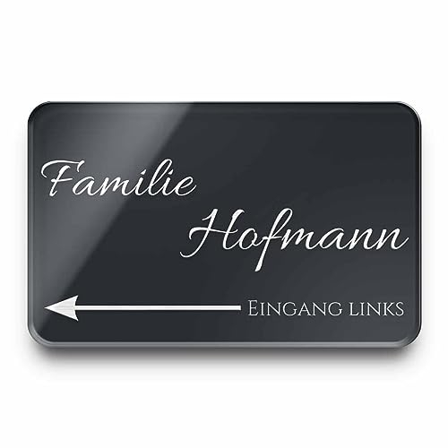 Edles Namensschild | Türschild mit Gravur mit vielen verschiedenen Motiven - Haustürschild aus Acrylglas mit personalisierter Gravur - ab 8x3,5 cm