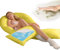 Traumreiter Visco XXL Seitenschläferkissen mit Bezug Baumwolle Gelb - Hybrid Kissen + 2cm Memory Foam - U förmiges Schwangerschaftskissen Gel Body Pillow - Lagerungskissen Ergonomie Zertifiziert