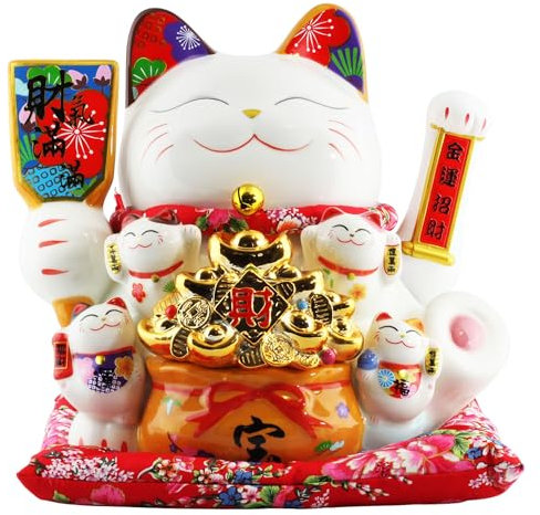 Freak Scene Glückskatze - Maneki-Neko - Winkekatze aus Porzellan 30 cm weiß - Maneki Neko 03