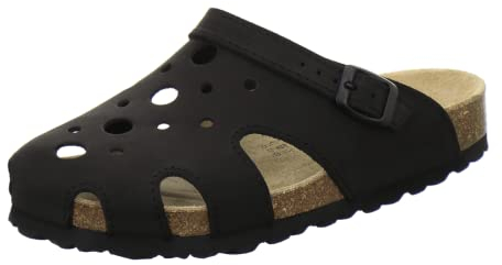 AFS-Schuhe 2993C Clogs Damen aus Leder, Bequeme Hausschuhe für Frauen, praktische Arbeitsschuhe, Made in Germany (40 EU, schwarz)