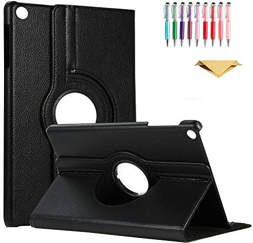 QYiD Funda para Huawei Mediapad M3 Lite 10, Ultra Delgada 360 Grados de rotación Cover Carcasa con Soporte Función de Auto-Sueño/Estela para Huawei MediaPad M3 Lite 10 Pulgadas Tablet, Negro