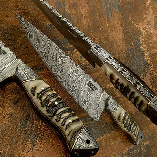 IMPACT CUTLERY Rare Custom Damasco Chef - Cuchillo de despellejar con mango de cuerno RAM