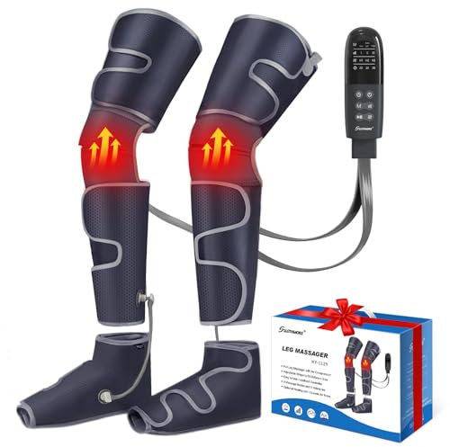 Leg Massager with Air Compression & Heat, 4-In-1 Foot Calf Thigh Knee Massager for Circulation & Pain Relief, 4 Modes 4 Intensities 2 Heat Levels, 10*2 Airbags, Compression Boots Machine, Fit 5'1-6'2
