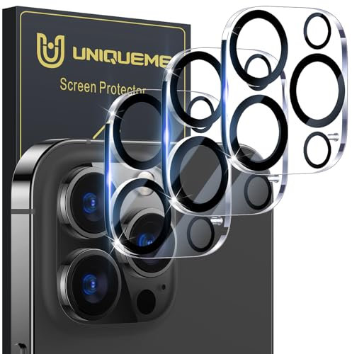 UniqueMe pour iPhone 13 Pro / 13 Pro Max Protection Camera Objectif - Ultra HD Caméra Protection, 9H Dureté, Ultra Résistant Film Verre Trempé, Facile à Installer-3 Pièces