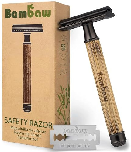 Rasoir de Sécurité avec Manche en Bambou | Rasoir de Sûreté | Traditionnel & Durable | Respectueux de l’environnement | Bambaw