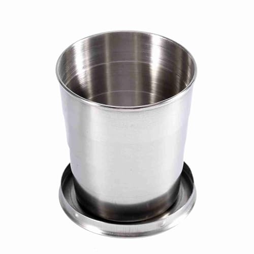 Haofy Collapsible Shot Glass S/M/L Stainless Steel Travel Folding Cup Camp Keychain Retractable Telescopic Collapsible(L)