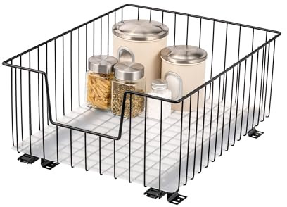 bremermann Schrank-Korbauszug 40 cm Breite mit Einlegeboden, Küchenschublade zum Nachrüsten, Vollauszug mit Teleskop-Schienen, ideal für Küche, Bad & Schlafzimmer, aus Metall (Schwarz)