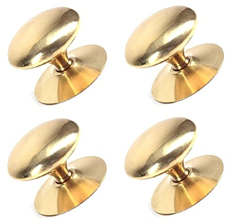 TERF® 35mm Traditional Victorian Polished Brass Cabinet Door Knobs 35mm Chest Drawer Cupboard Kitchen Wardrobe Door Pull Handle Knobs with Fixing Screw for Use Home and Office - Pack of 4