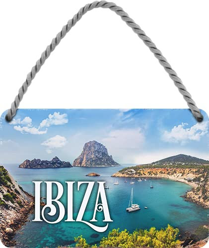 schilderkreis24 Blechschilder Kollektion 18x12cm – Städte-Motive aus aller Welt: Dekoration & Geschenkidee für Weltenbummler (Ibiza)