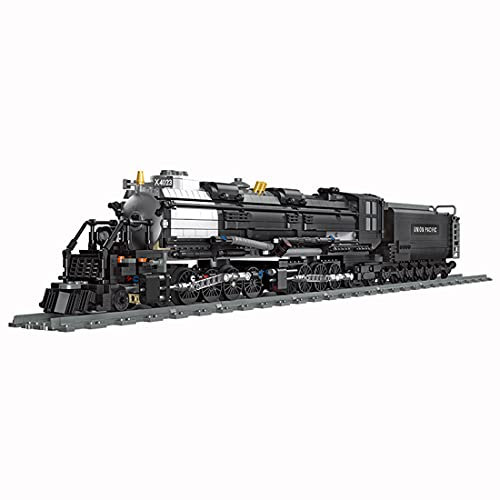 Zug Baustein Modell, Retro Dampflokomotive Klemmbausteine Set mit Eisenbahn Schienen, Güterzug Lokomotive Konstruktionsspielzeug Set für Kinder Erwachsene (Bigboy-1608 Teile)