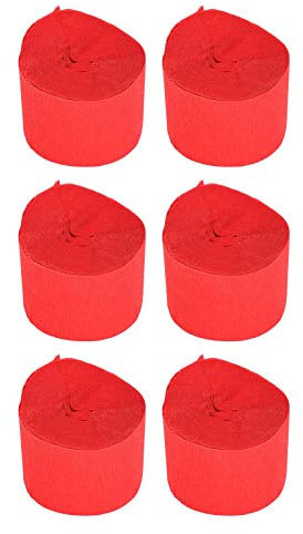 Krepppapier 6 Rolle Kreppbände 4.5cm x 25m Krepp-Papier Band Bunt Luftschlangen Creppapier Bastelkrepp DIY Papier Streamer für Deko Party Hochzeit Geburtstags Feier Dekoration (Rot)