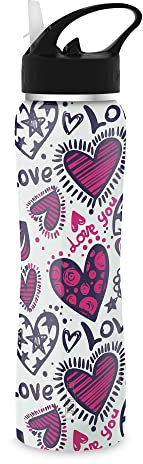 THE STEEL BOTTLE - Most Wanted - Bouteille isotherme en acier inoxydable, isolation sous vide à double paroi, capacité 500 ml, fermeture hermétique, bouteille portable (#44 Love)