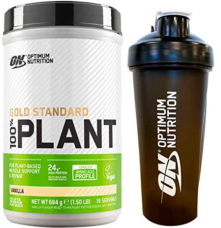 Optimum Nutrition Gold Standard 100% Plant Proteine Vegane in Polvere per Sostegno e Riparazione Muscolare Gusto Vaniglia 19 Porzioni 684g + Shaker
