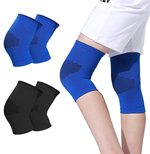 HGRTYXS Knieschoner für Kinder, Kompressions-Kniebandage, Jugend-Kniebandage, elastischer Knieschoner für Mädchen, Jungen, Basketball, Volleyball, Sport, Gymnastik, Größe L, 2 Paar