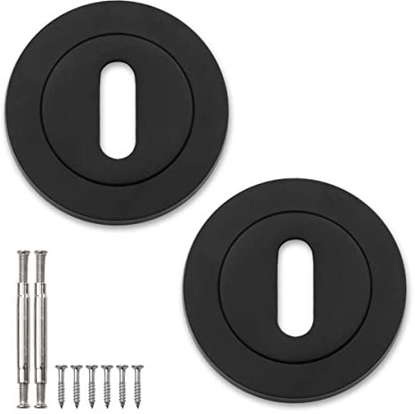 Bwintech 1 Pair 52MM Matt Black Keyhole Escutcheon Keyhole Cover