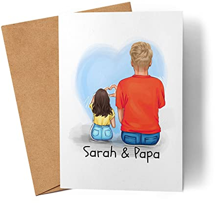 Kiddle-Design Vater Tochter Karte Vatertagskarte Personalisiert Vatertagsgeschenk Papa Kinder Baby Sohn Tochter Name Geschenk Väter Vatertag Papatag